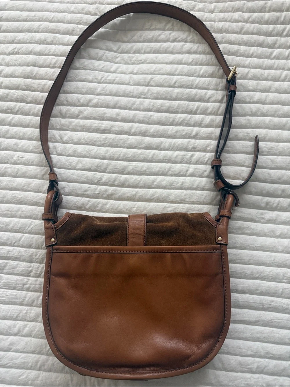 MICHAEL Michael Kors Brown Suede & Leather Crossbody Saddle Bag